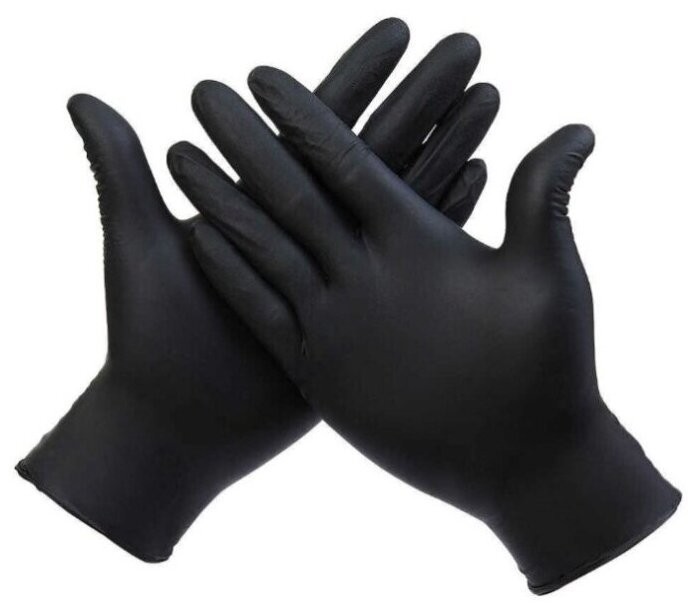 Перчатки нитриловые неопудренные текстурированные, ЧЕРНЫЕ S, 50 пар в упаковке